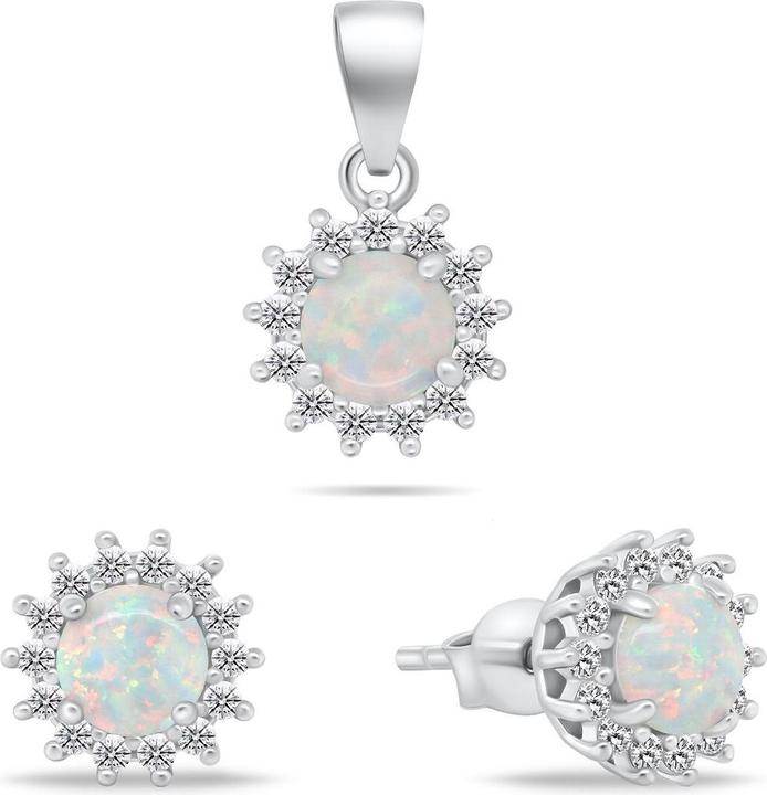 Produktbild Brilio Silver - Beautiful jewelry set with opals SET247W (earrings. pendant)