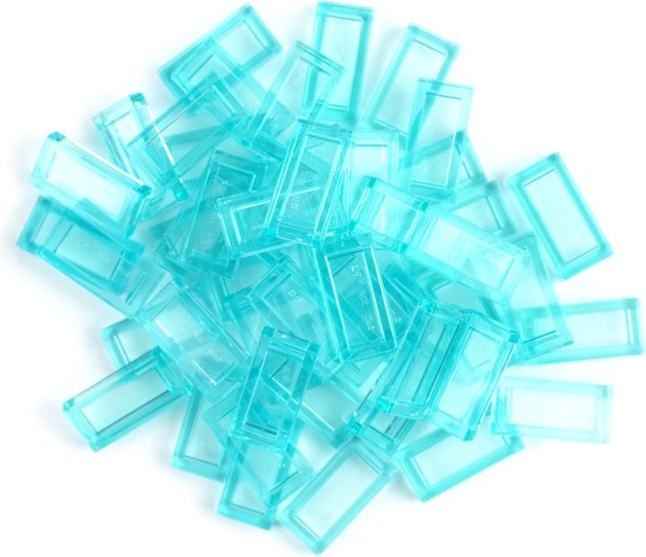 Actual product image LEGO 1x2 tiles transparent light blue - 250 pieces - Trans blue tile 3069b (LEGO Accessories)