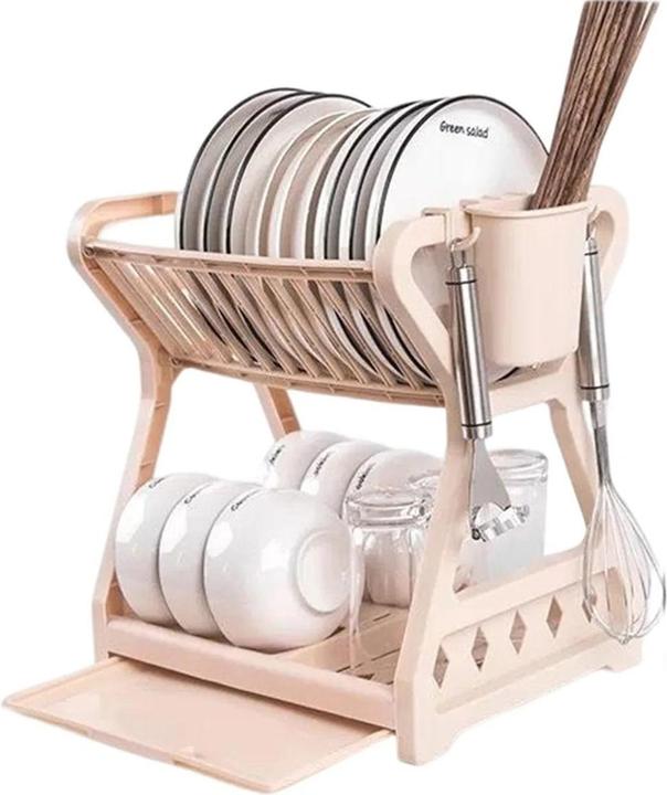 Produktbild König Design Geschirr Abtropfständer Mit Auffangschale Abtropfgestell Camping Küche 2 Etagen