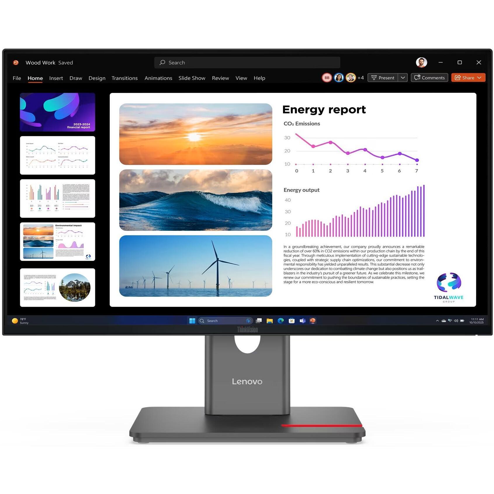 Lenovo ThinkVision P24Q-40 (2560 x 1440 Pixel, 23.80"), Monitor, Schwarz