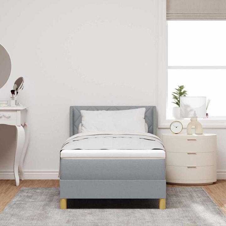 Image du produit vidaXL Boxspringbett Mit Matratze Stoff Hellgrau (100 x 200 cm)