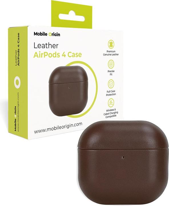 Produktbild Mobile Origin Leather Case brown - AirPods 4 (Kopfhörer Hülle)