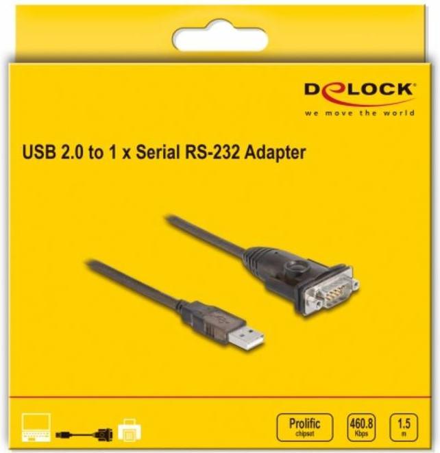 Image du produit Delock Adaptateur série 62645 USB type-A vers RS-232 avec écrous (1.50 m, VGA)
