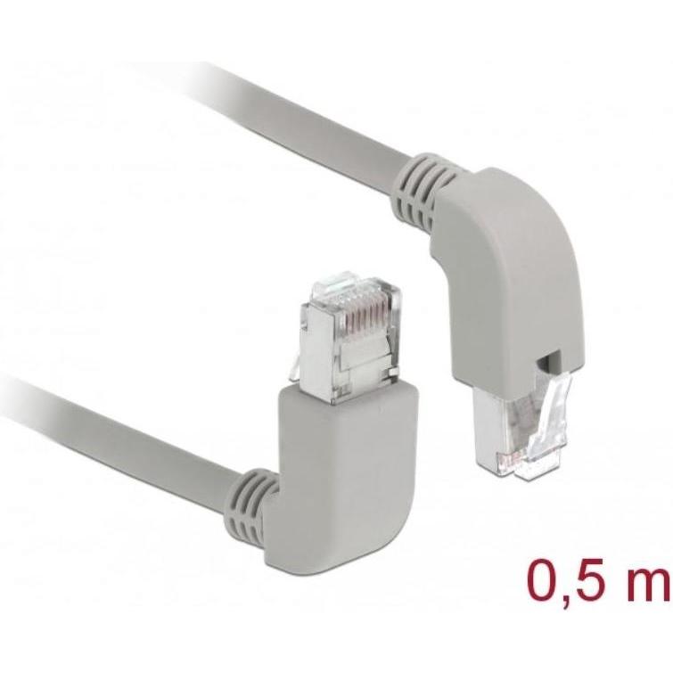 Delock Patch-Kabel RJ-45 (M) nach oben gewinkelt bis RJ-45 (M) nach unten gewinkelt (S/FTP, CAT6, 0.50 m), Netzwerkkabel