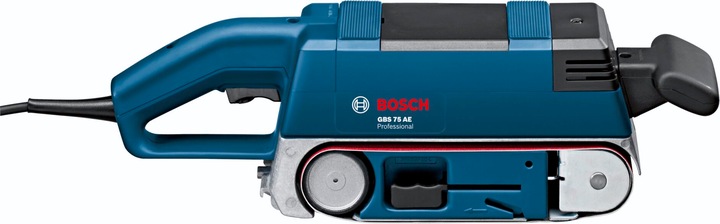 Produktbild Bosch Professional Bandschleifer GBS 75 AE, mit Koffer, Gewebeschleifband, Staubsack, Grafitplatte (Bandschleifer, 750 W)