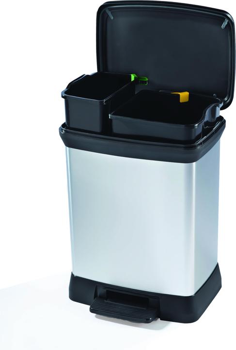 Image du produit Curver DECOBIN DUO Poubelle à tri sélectif 10,0 + 18,0 l argenté métallique (30 l)