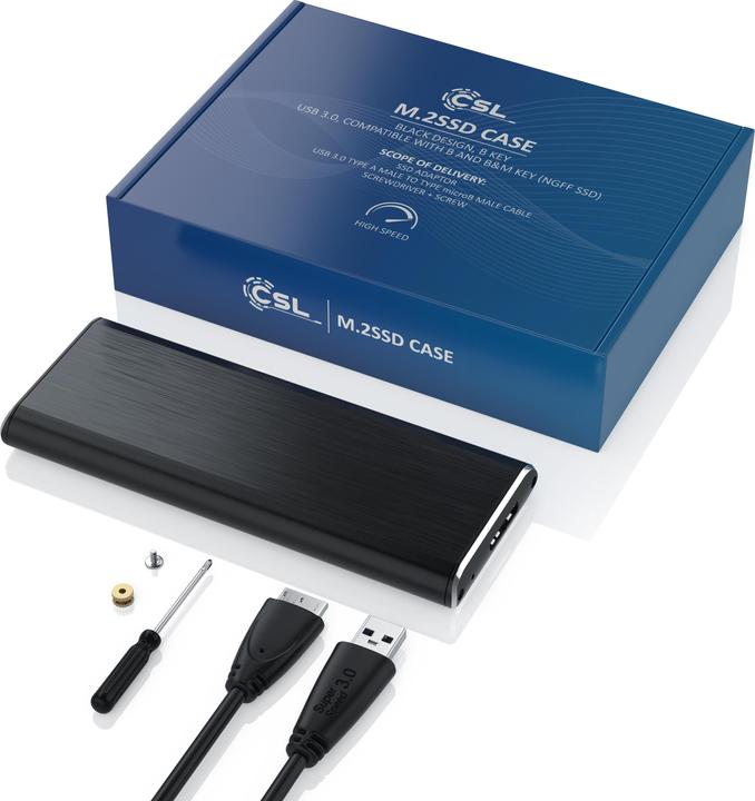 Image du produit CSL Boîtier pour disque dur SSD externe USB 3.0 m.2 (M.2 2230, M.2 2242, M.2 2260, M.2)