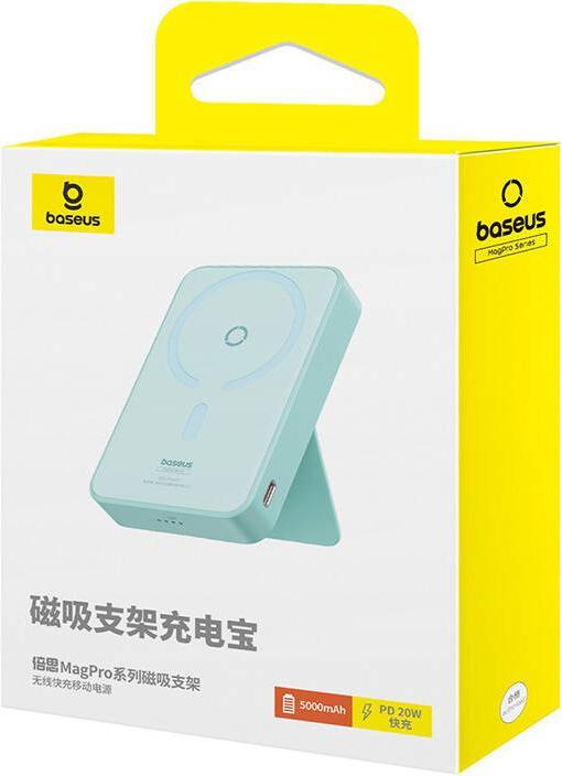Image du produit Baseus Banque d'alimentation MagPro Magnetic 5000mAh 20W, MagSafe (menthe) (10000 mAh, 20 W, 37 Wh)