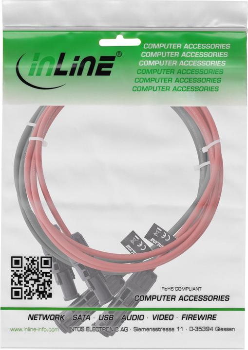 Productafbeelding InLine ® Solarkabel Verlängerungs-Set inkl. Solarstecker 6mm² schwarz/rot 2m (Zonnekabel)