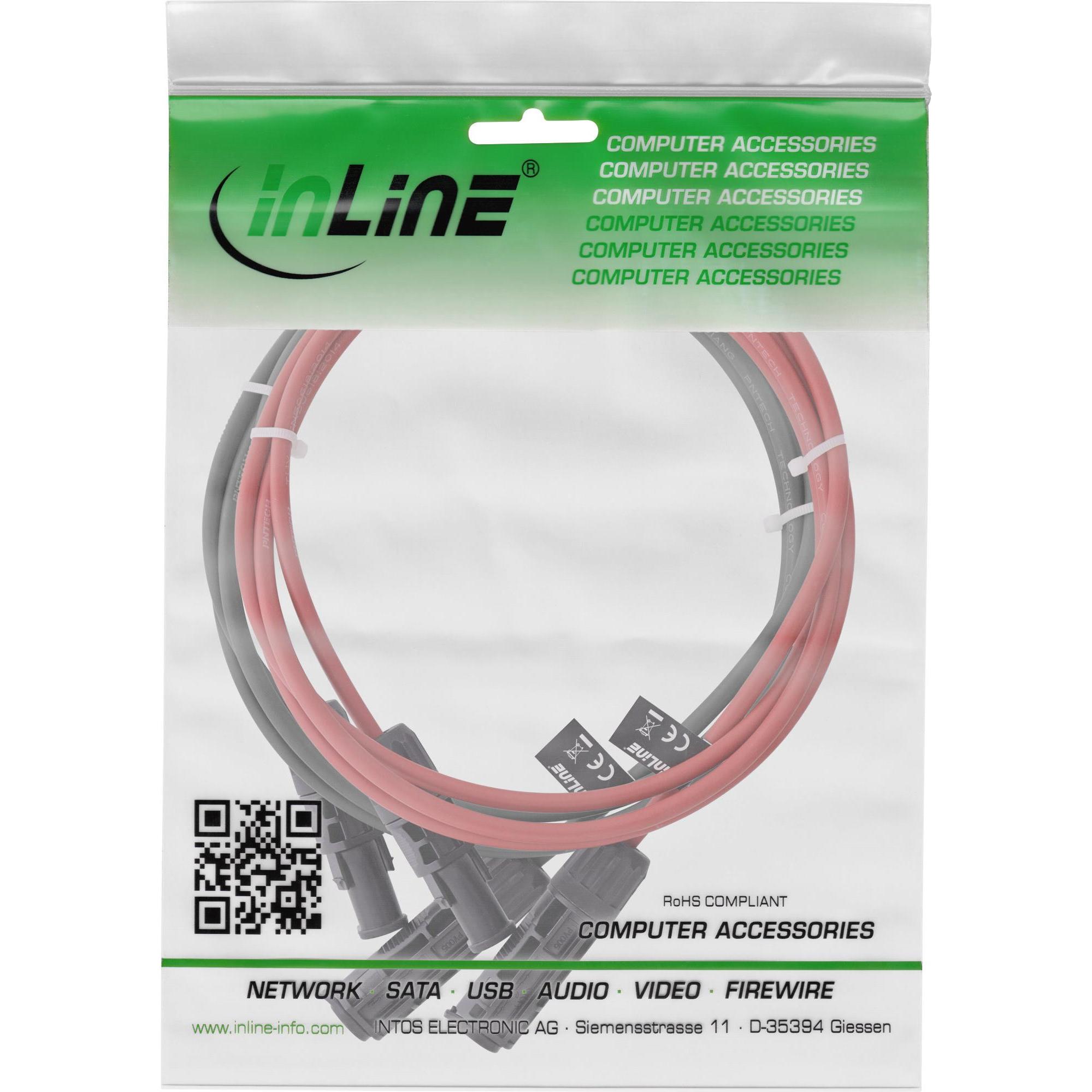 InLine, Zubehör Solarenergie,  Solarkabel Verlängerungs-Set inkl. Solarstecker 4mm² schwarz/rot 3m (Solarkabel)