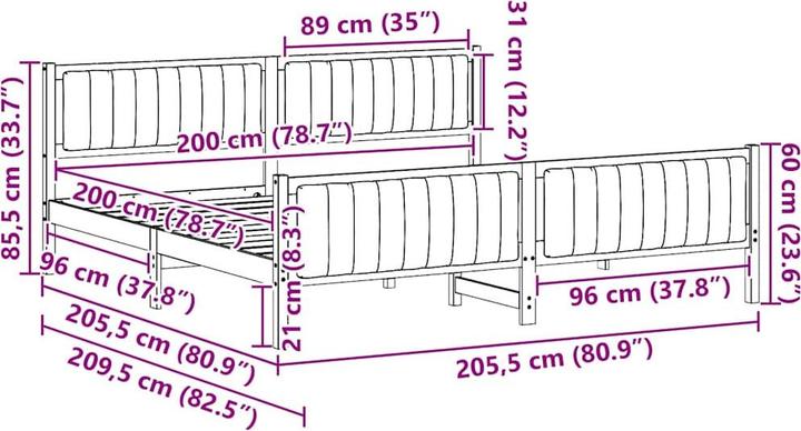 Image du produit vidaXL Plattformbettgestell (200 x 200 cm)