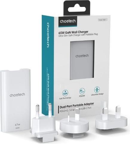 Image du produit Choetech Chargeur rapide USB-C et USB-A GaN (65 W, 2 ports)