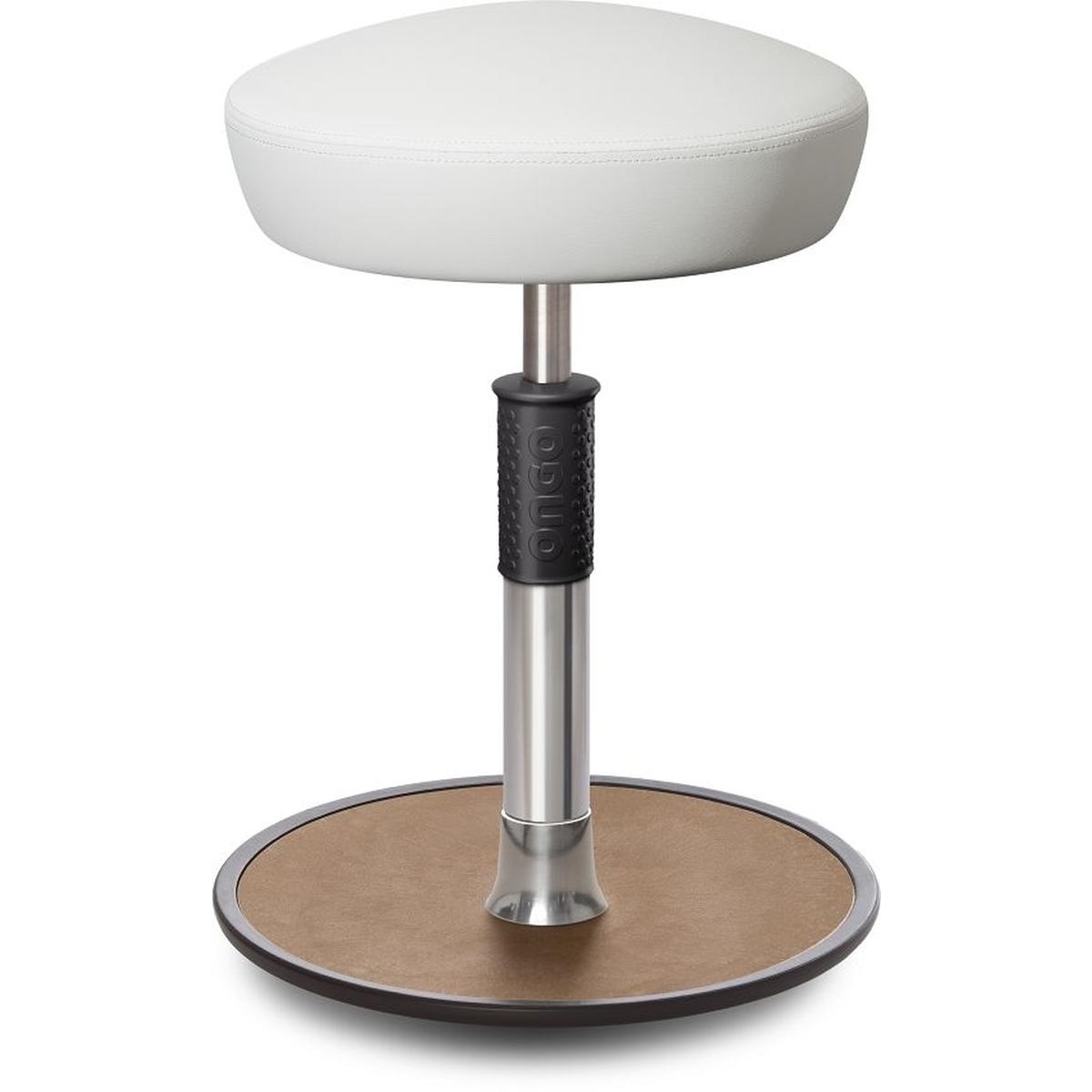 Ongo, Bürostuhl, Sitz- Stehhocker Free Regular Hutsitz skai Kunstleder Weiss chrom /Natur