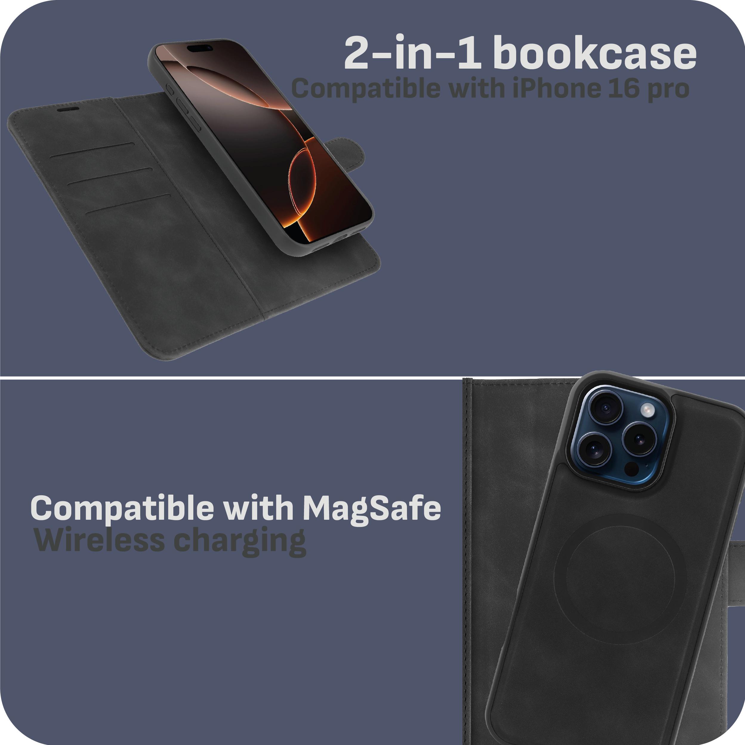 Thumbnail - Cazy Abnehmbare Brieftaschenhülle Magfit, 2-in-1-Design, Kartenschlitze (Apple iPhone 16 Pro), Smartphone Hülle, Schwarz