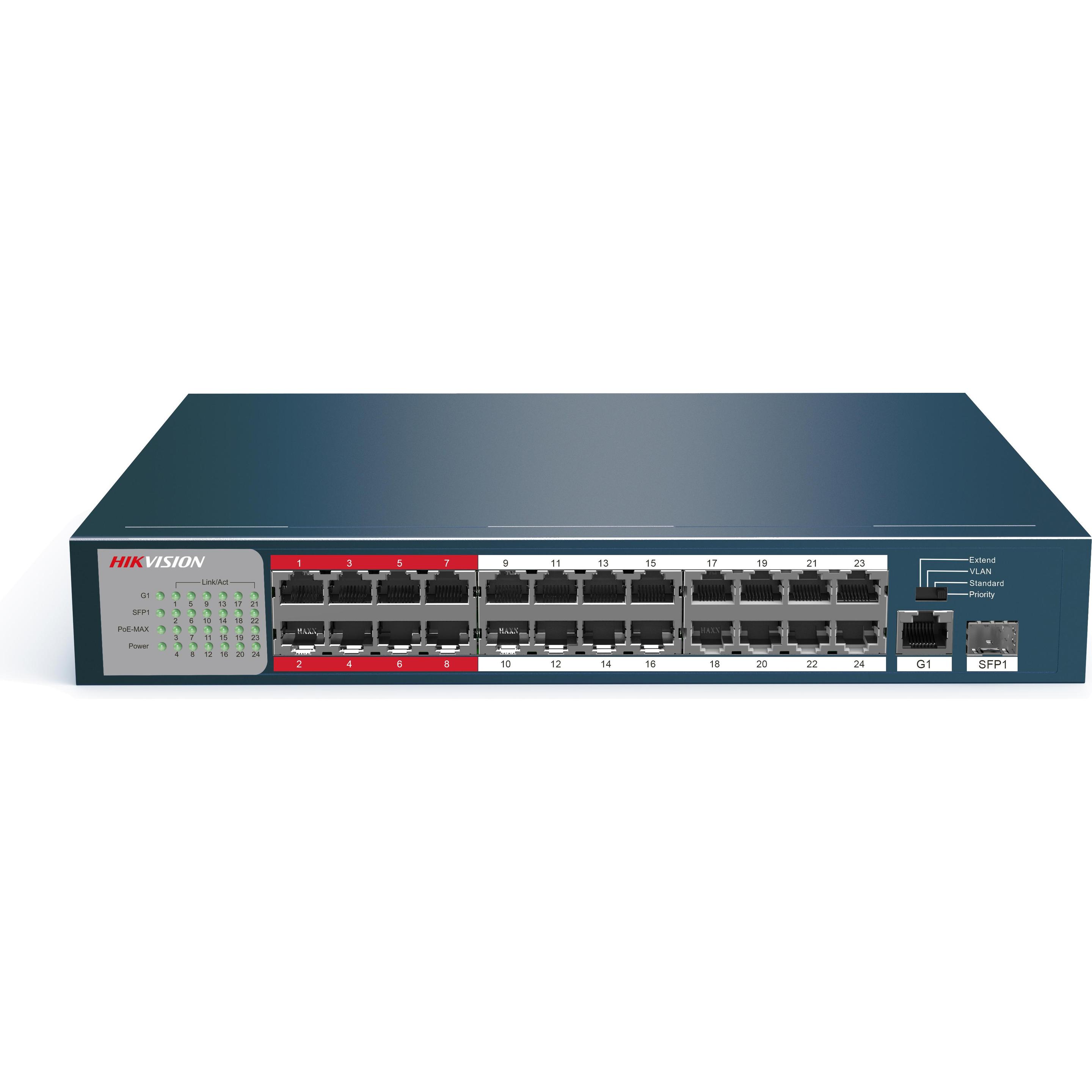 Hikvision DS-3E0326P-E/M(B) Video-Switch (24 Ports), Netzwerk Switch, Grau