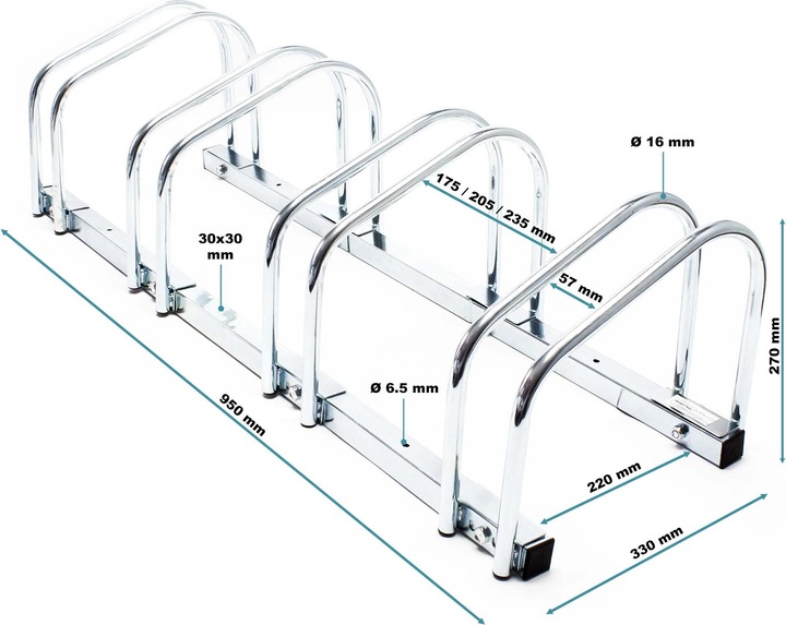 Produktbild Wiltec Fahrradständer 4 Fahrräder 95x33x27cm verzinkt Wandmontage Fahrrad