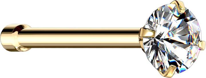 Actual product image Star Piercing Nose stud straight gold-plated round crystal set in silver (without brass, Surgical steel 316L)
