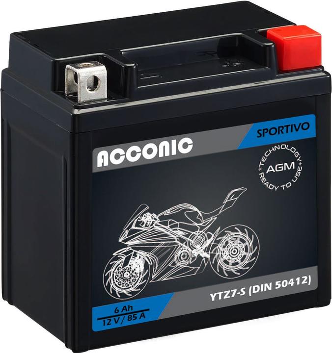Produktbild Acconic Sportivo AGM YTZ7S Motorradbatterie 6 Ah 12V (DIN 50412) (12 V, 6 Ah)