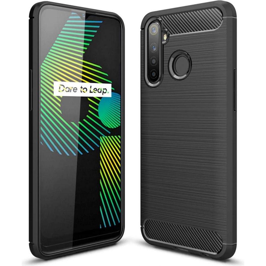 Screenguard Realme 6i Hülle Carbon Brushed Soft TPU (Realme 6i), Smartphone Hülle, Schwarz