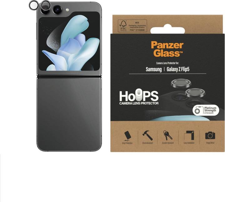 Actual product image PanzerGlass Hoops Camera Lens Protector Galaxy Z Flip 5 (1 pcs., Samsung Galaxy Z Flip5)