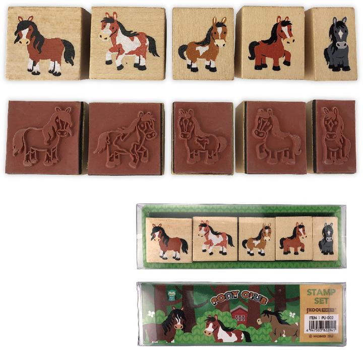 Actual product image Roost Stamp set Pony 115233 wood, 15x5cm