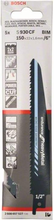 Actual product image Bosch Professional Zubehör PRO Thick Metal Demolition S930CF blade, 1.6 x 22 x 150 mm, 5 pcs.