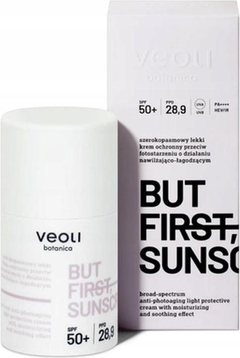 Actual product image Veoli Botanica But First Sunscreen - Lightweight Broad Spectrum Anti-Aging Cream 50 Ml (Suntan cream, SPF 50, 50 ml)