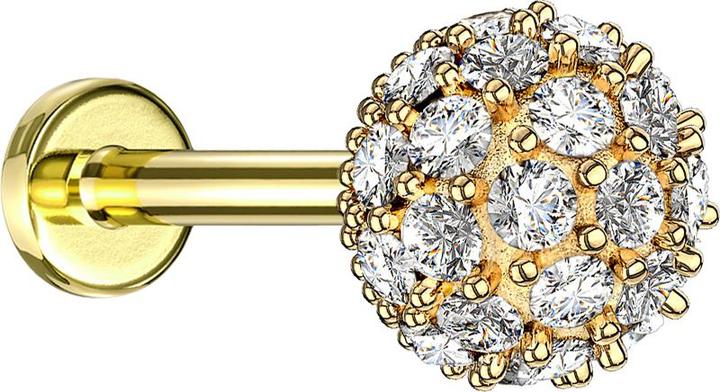 Immagine prodotto Star Piercing Micro labret filo interno placcato oro 14k multi sfera di cristallo (Ottone, Acciaio chirurgico 316L)