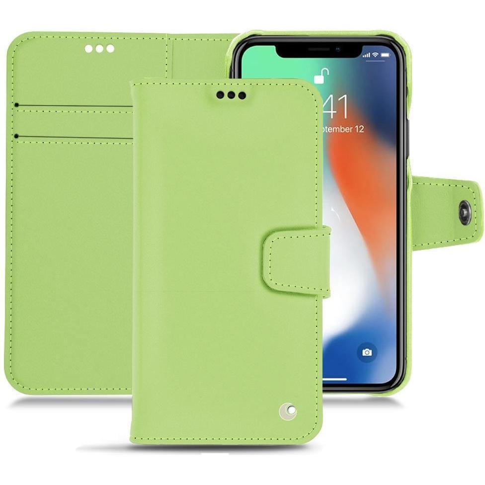 Noreve Lederschutzhülle Wallet (Apple iPhone XS Max), Smartphone Hülle, Grün