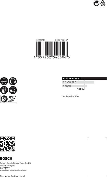 Image du produit Bosch Professional Zubehör EXPERT M480 Filet de ponçage pour ponceuse Multi 100 x 150 mm, G 320, 10 pcs. (320)