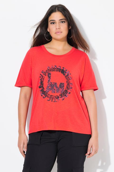 Produktbild Ulla Popken T-Shirt, runder Aufdruck, Oversized, Rundhals, Halbarm (50, 52)