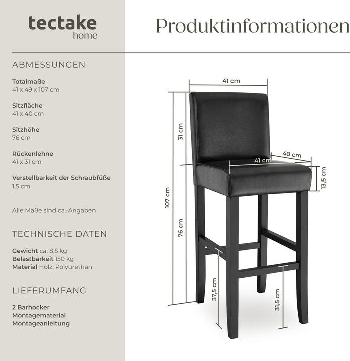 Produktbild tectake Barhocker