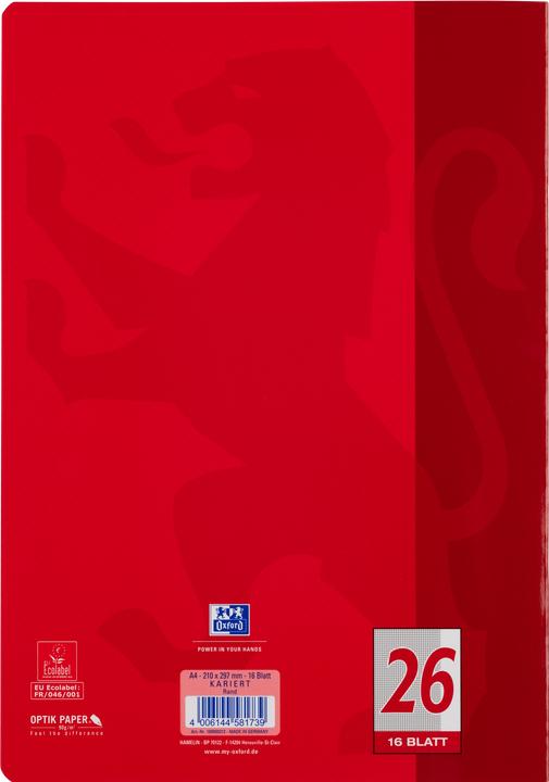 Produktbild Oxford Schulheft A4, Lineatur 26 (A4, Kariert)