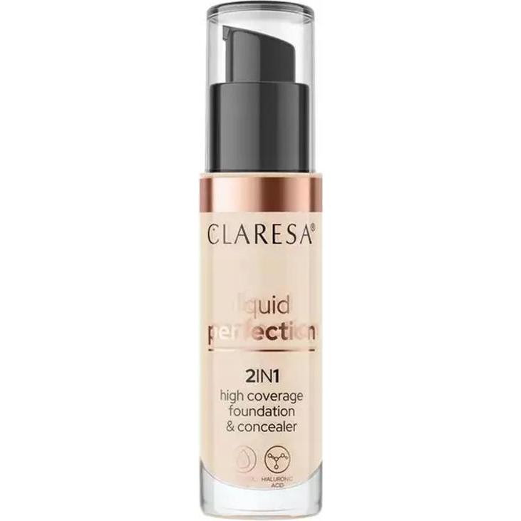 Claresa, Concealer, Liquid Perfection 2In1 Concealer & Foundation With Matte Finish Liquid 102 Warm Medium 34G