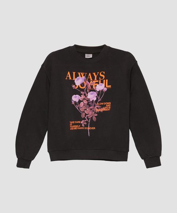 Produktbild S.Oliver Sweatshirt Gewaschenes Oversized-Sweatshirt mit Neon-Print (158, 164)