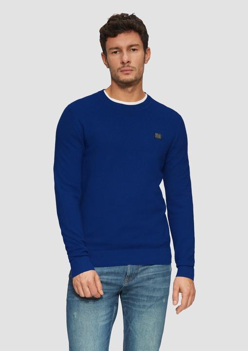 Produktbild S.Oliver Strickpullover Strukturierter Strickpullover mit Logo-Patch (XXL)