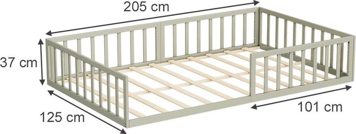 Immagine prodotto VitaliSpa Bodenbett aus Metall Minno, Greige, 205 x 125 cm ohne Matratze (200 x 120 cm)