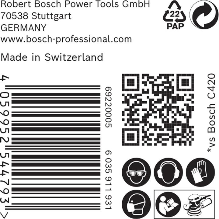 Immagine prodotto Bosch Professional Zubehör EXPERT C470 Carta vetrata multiforo per levigatrice rotorbitale, 150 mm, G 180, 50 pezzi. (180)