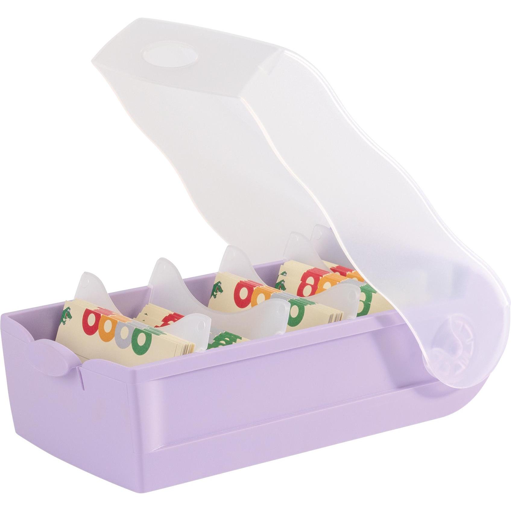 Han, Kartenaufbewahrung, Karteibox CROCO DIN A7 quer, Lernkartei mit 100 Karten, transluzent-pastelllila (A7)