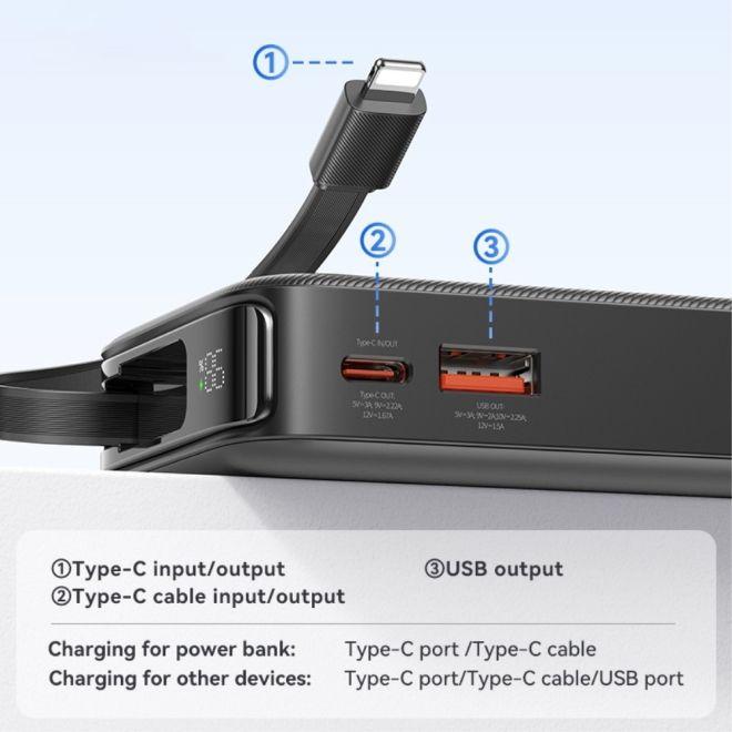 Image du produit Usams Powerbank ze zwijanym kablem Retractable Lightning 10000 mAh PD 20W Fast Charge XY Series biał (10000 mAh, 50 W)