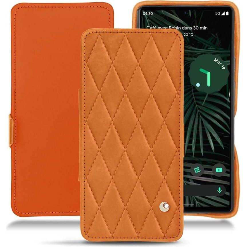 Noreve Lederschutzhülle horizontal (Google Pixel 6 Pro), Smartphone Hülle, Orange