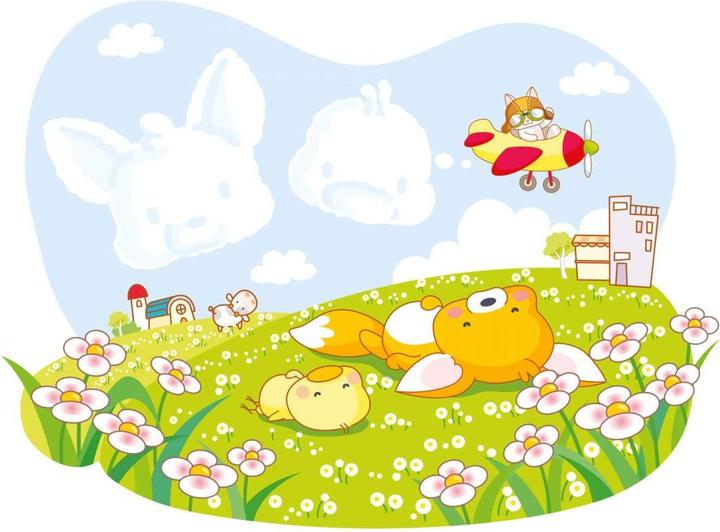 Actual product image Trenddeko The four animal friends - cloud pictures (40 x 29 cm)