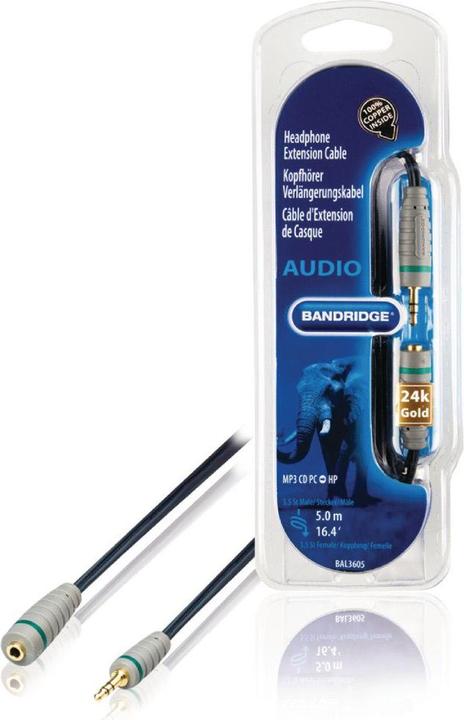 Immagine prodotto Bandridge Cavo di prolunga stereo da 3,5 mm BLU (5 m, Cavo AUX)