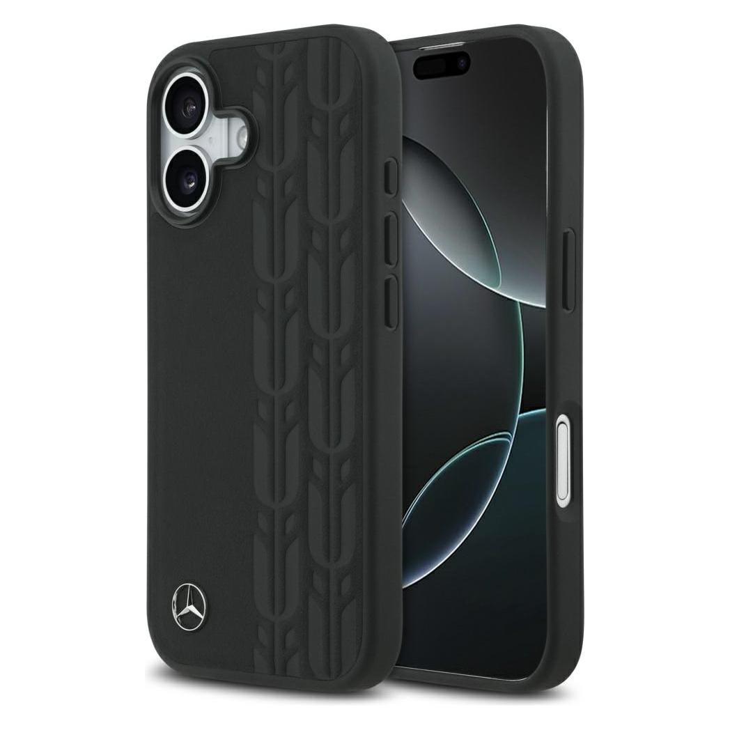 Mercedes Leather Laurel Leaves MagSafe Case For IPhone 17 Black (Apple IPhone 17), Smartphone Hülle, Schwarz