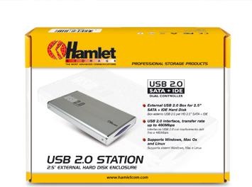 Produktbild Hamlet USB 2.0 Externe Festplattenbox für IDE/Sata 2,5"-Festplatten (2.5")