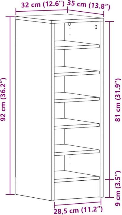 Produktbild vidaXL Schuhlagerung (35 x 32 x 90 cm)