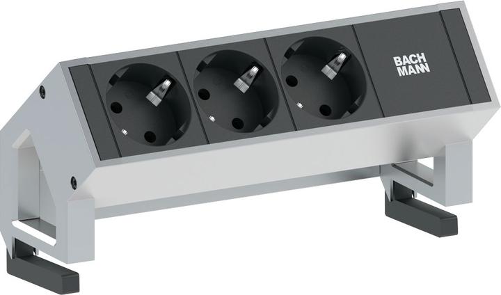 Produktbild Bachmann Desk2 Steckdose 3 x Type F, Edelstahl (3 x, CEE 7/3, 0.20 m)
