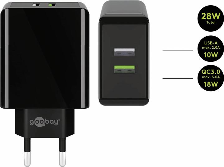 Produktbild Goobay Dual USB-A Schnellladegerät (28 W)