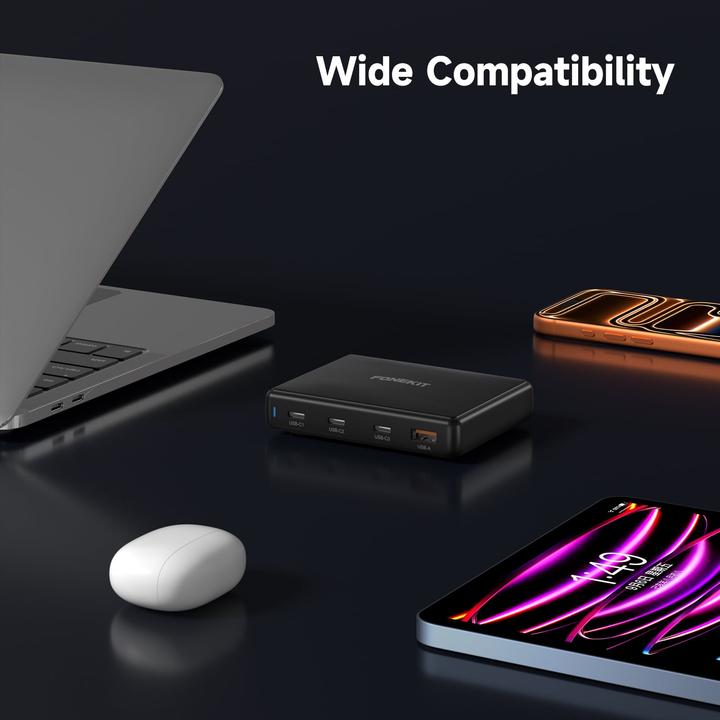 Produktbild FoneKit PD 140W Wall Charger, 3 x USB-C + 1 x USB-A, black (140 W, 4 Ports)