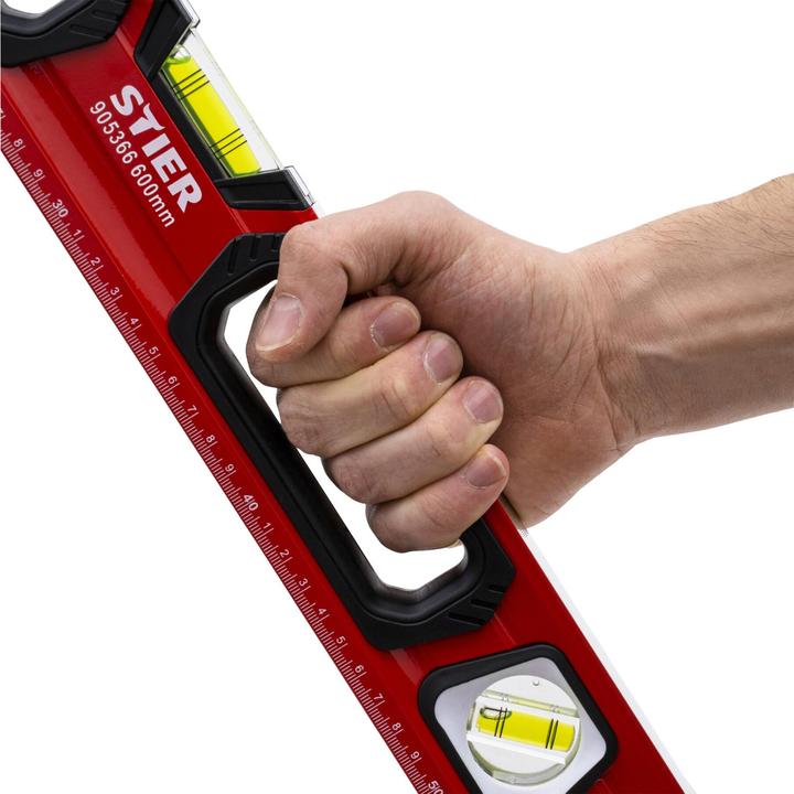 Actual product image Stier Premium spirit level with magnet and three vials 600 mm ±0.5 mm/m (60 cm)